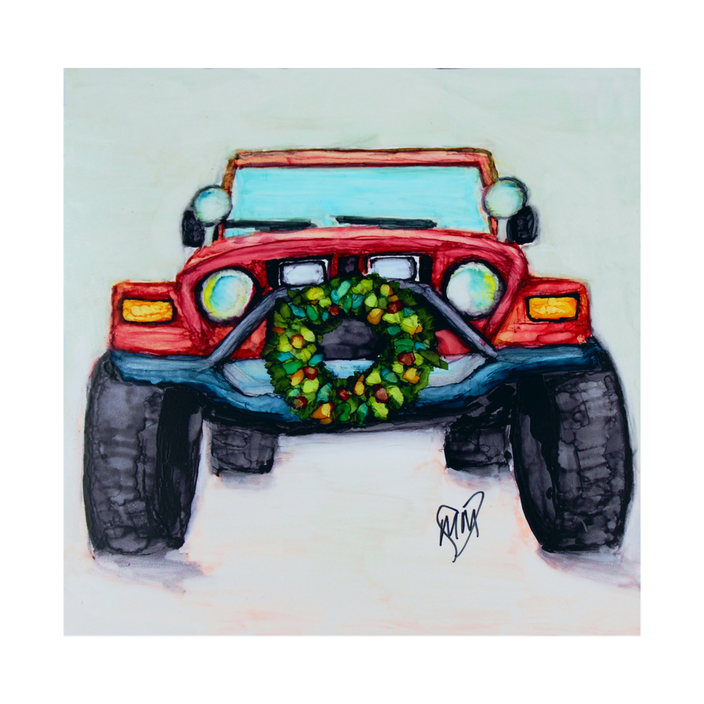 Laughing All The Way Giclee Print - Jeep Artwork - Winter Wall Art